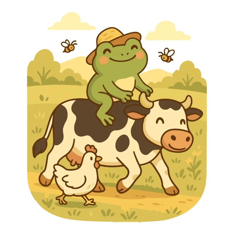 Frosch auf Kuh – Landleben Frogcore