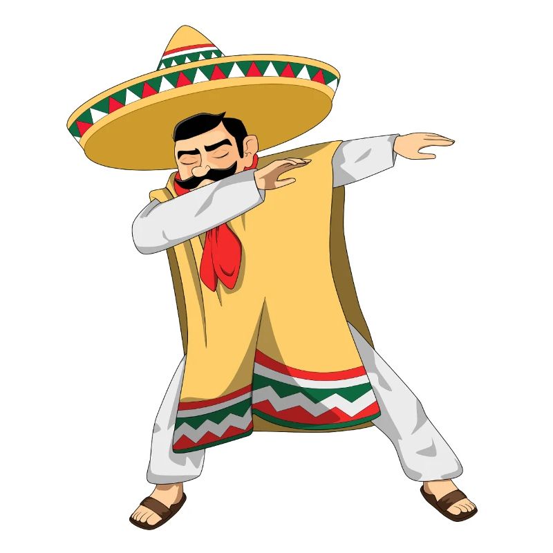 Dabbing Mexican Man Sombrero Poncho Cinco De Mayo