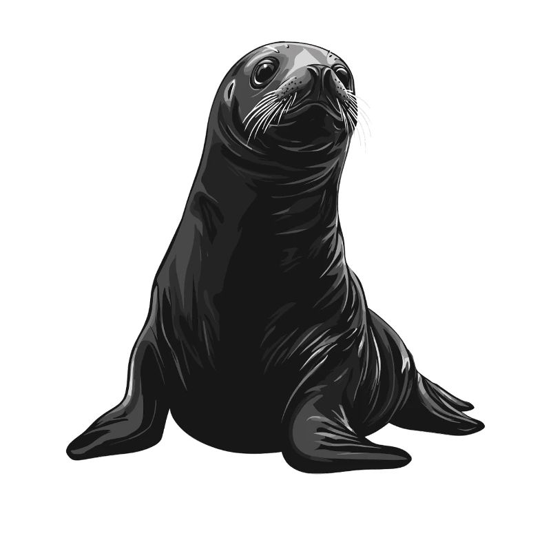 Phoque noir et blanc : Ami de la mer