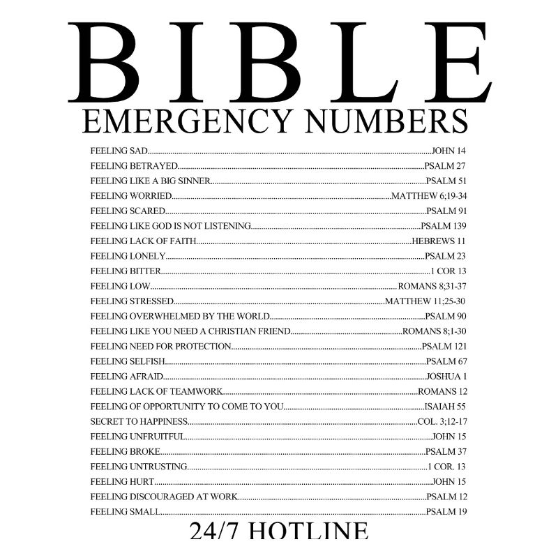 Bibel-Notfallzahlen Christliches Glaubensdesign
