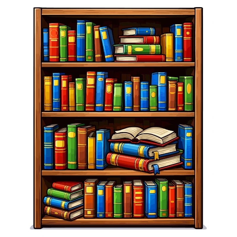 Bookcase Illustrato Library