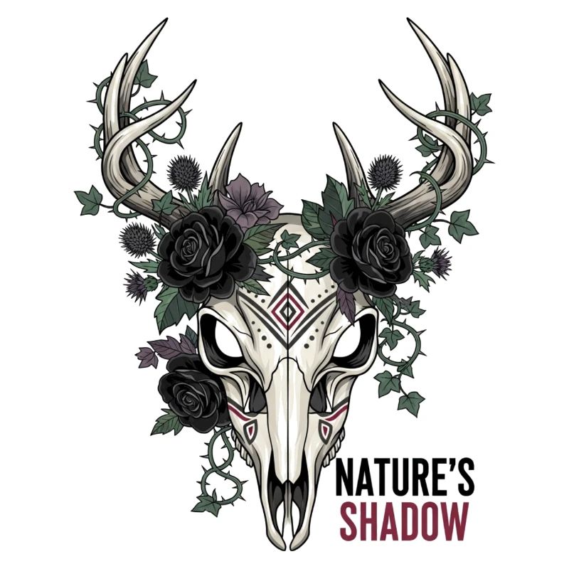 Nature's Child Gothic Deer Skull Vector Art