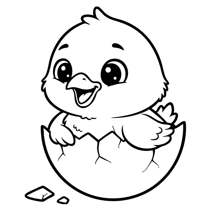 Cute Chick Hatching from Egg