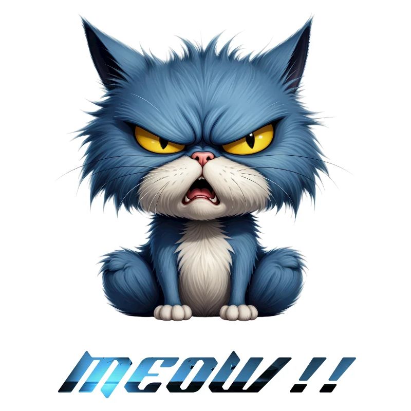 Angry Blue Cat Pixel Meow