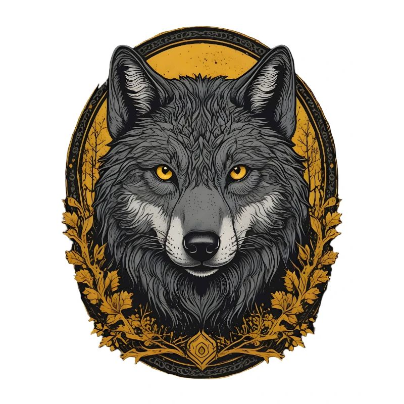 La tête de loup dans la forêt dorée d’automne