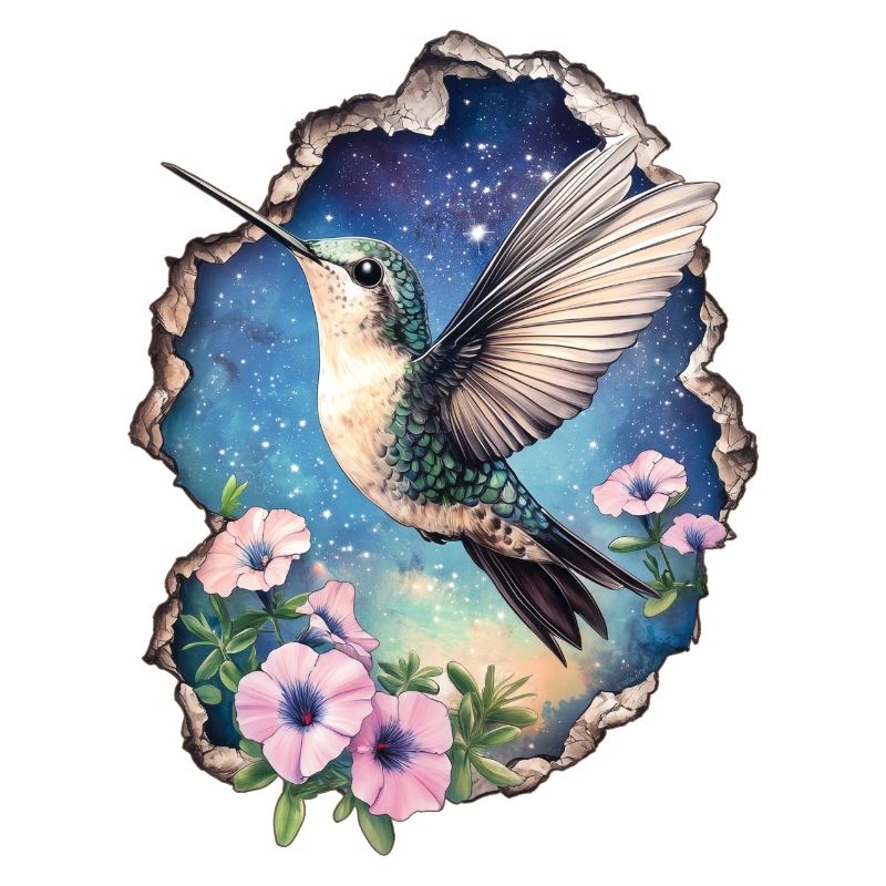 Colibri avec des fleurs