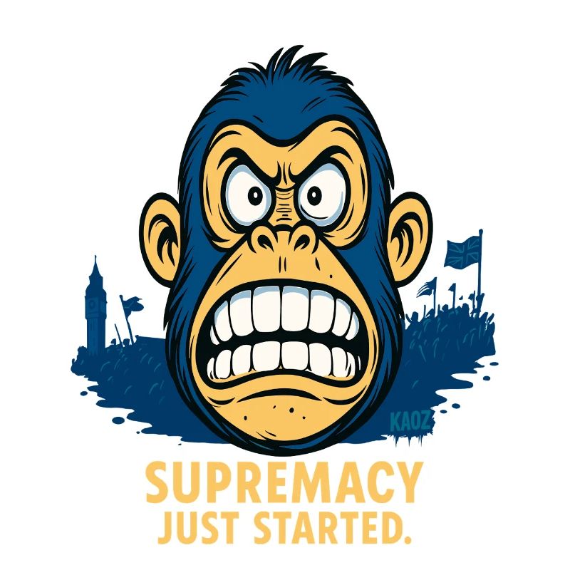 Angry monkey with crowd