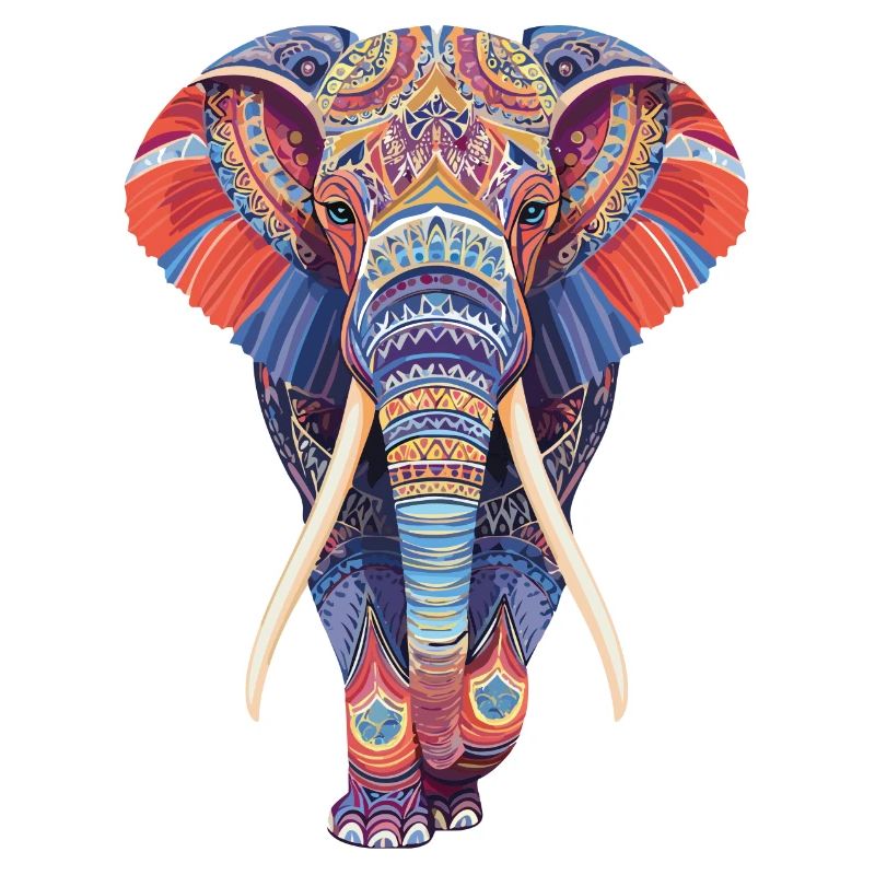 Elefant Mandala gehend frontal in bunter Optik