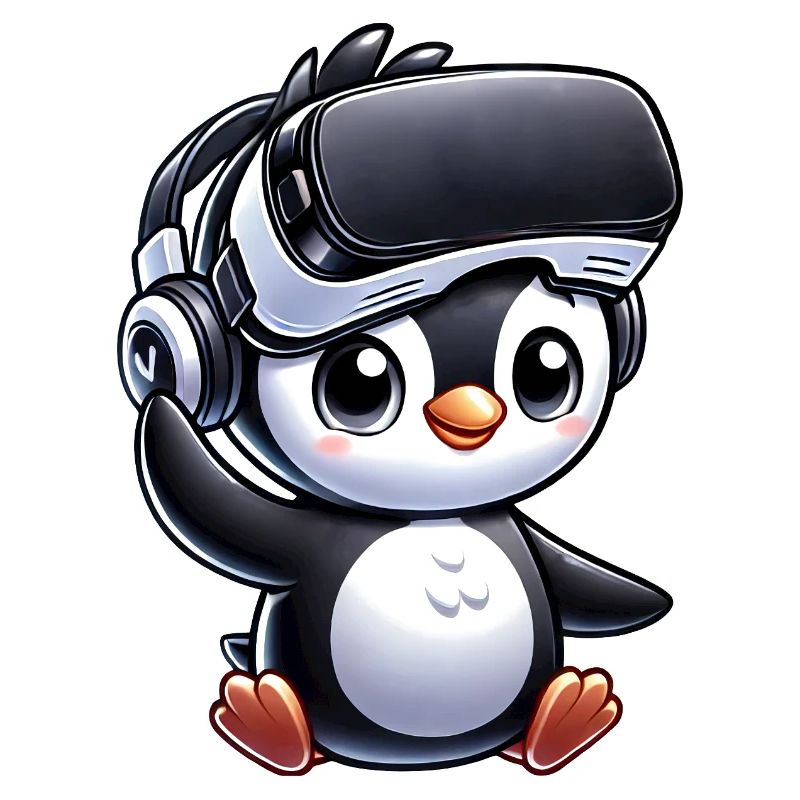 Style de bande dessinée Mignon Penguin VR Gamer