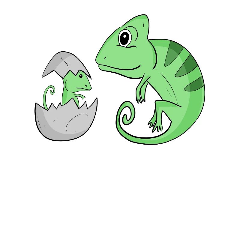 Caméléon avec bébé caméléon