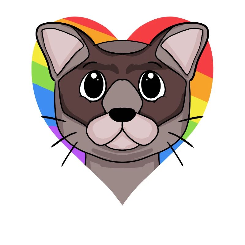 Burma Katze Regenbogen Herz
