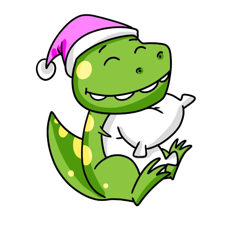 Dinosaur with pillow and sleeping cap