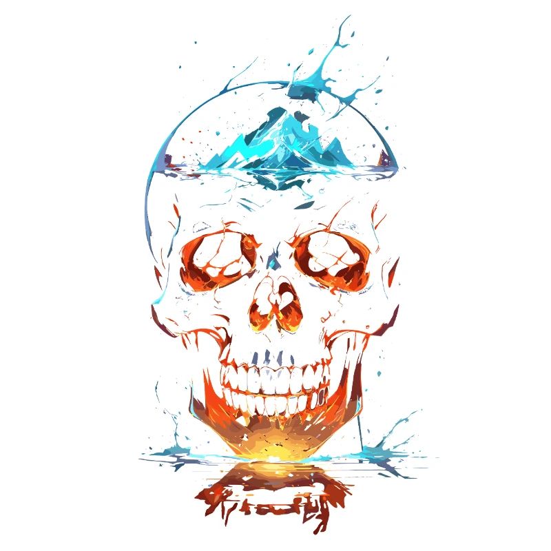 Crâne de Feu et Glace Éclatant