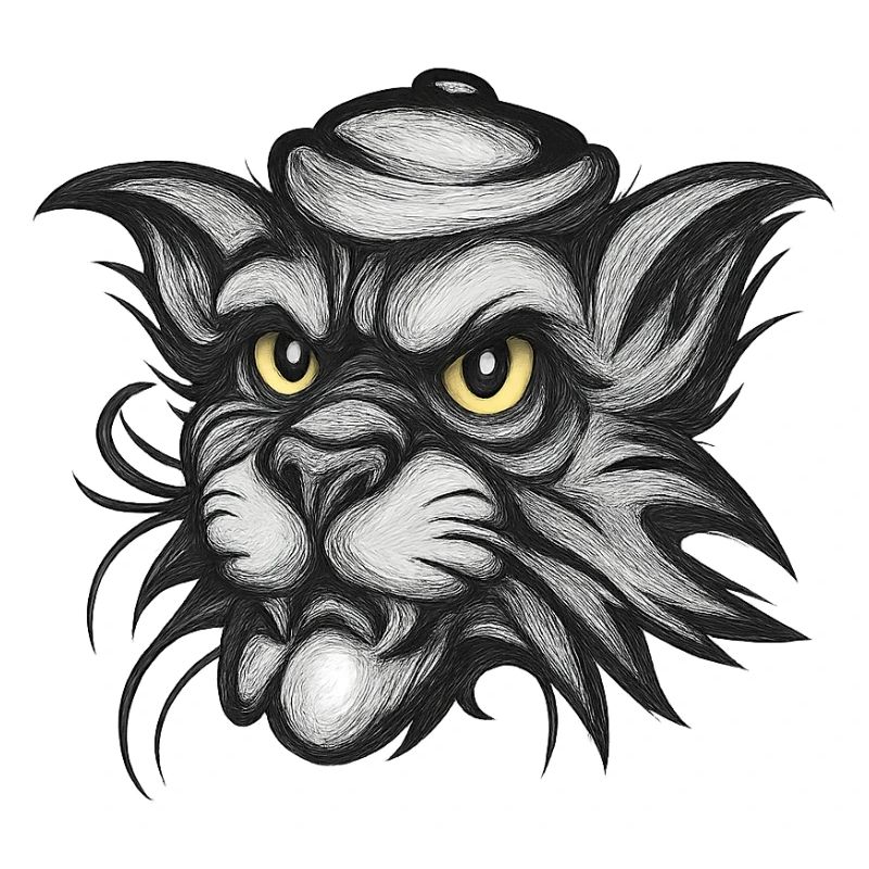 Strong cat head – classic tattoo style