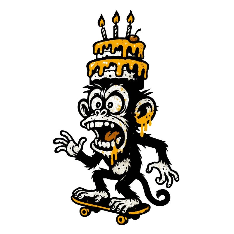 Illustration de gâteau d’anniversaire de singe absurde