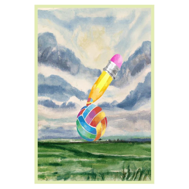 Aquarell Landschaft mit Ball