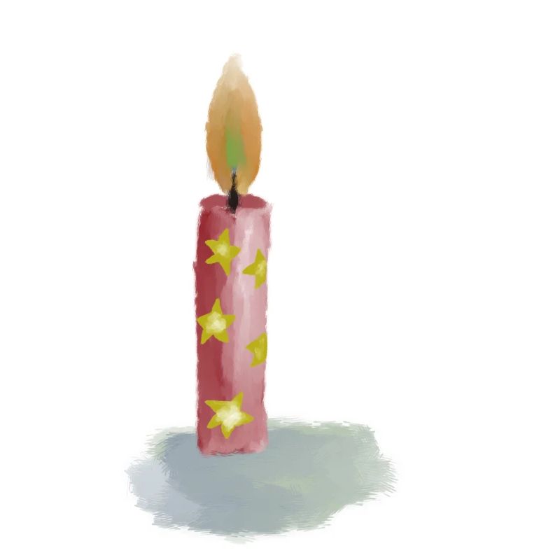 Bougie d’anniversaire dessinée à la main avec des étoiles