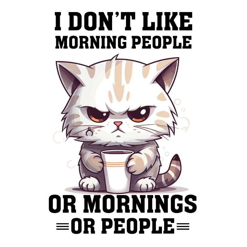 Je n’aime pas les gens du matin Café de chat