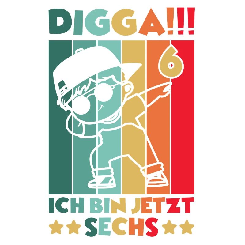 Digga Ich Bin 6 Jahre 6 Geburtstag Dabbing Junge