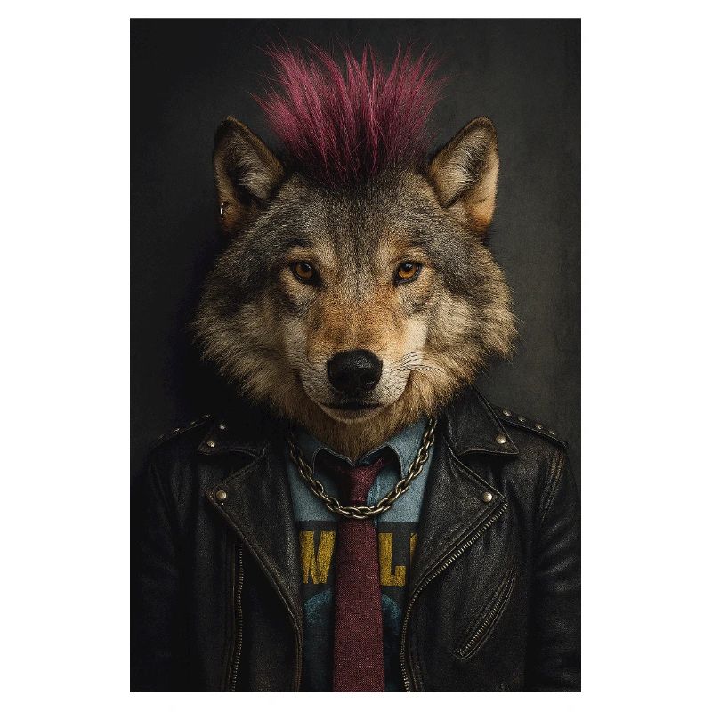 Wolf's Punk Mohawk Leather Jacket