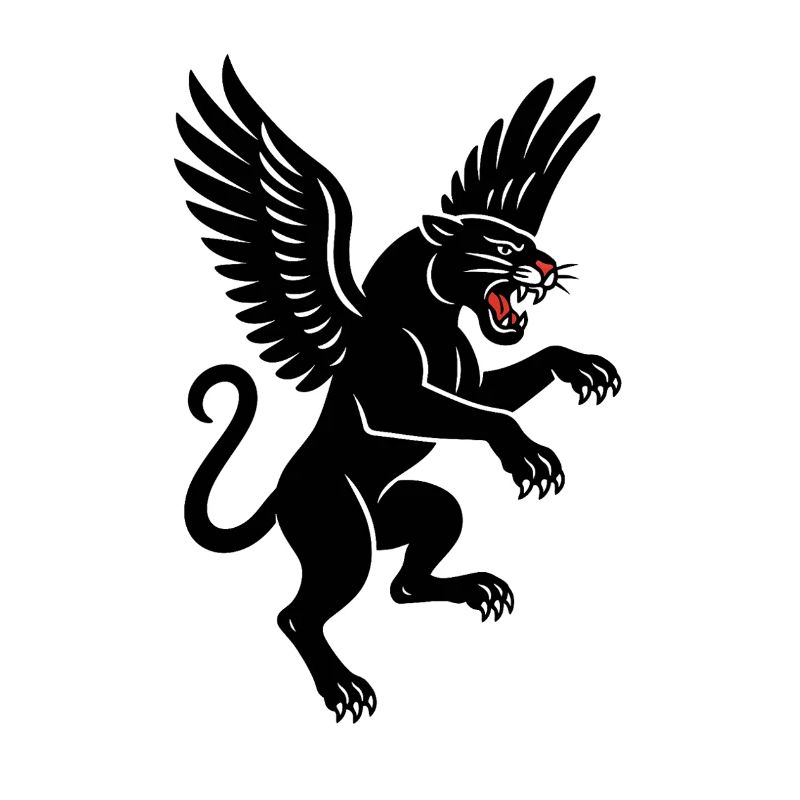 Black winged panther in flight