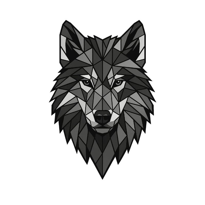 Geometrischer Wolfenkopf Grau