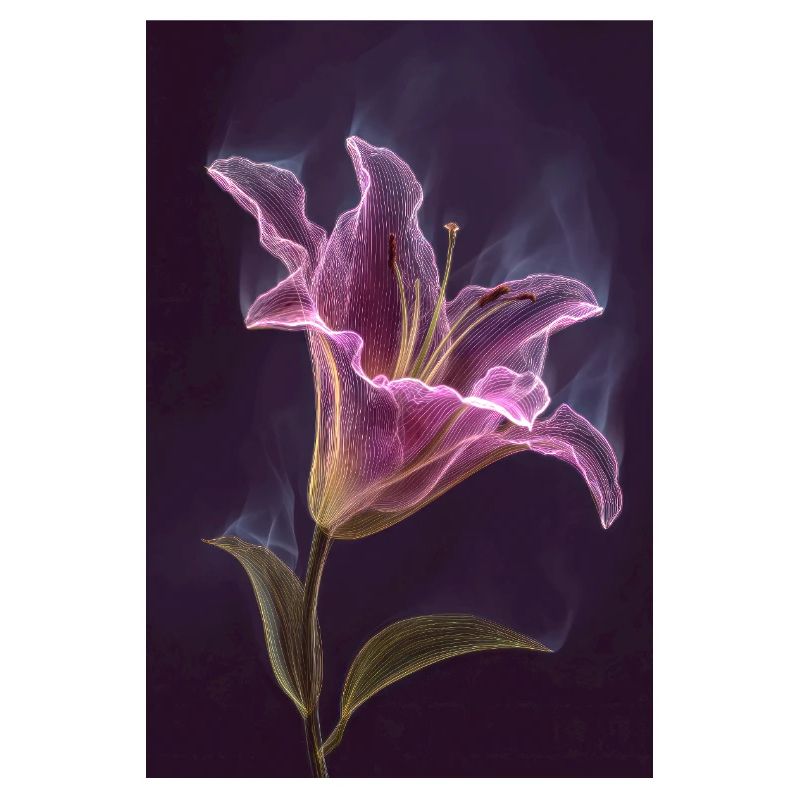 Neon Lily Glow in Violet Night
