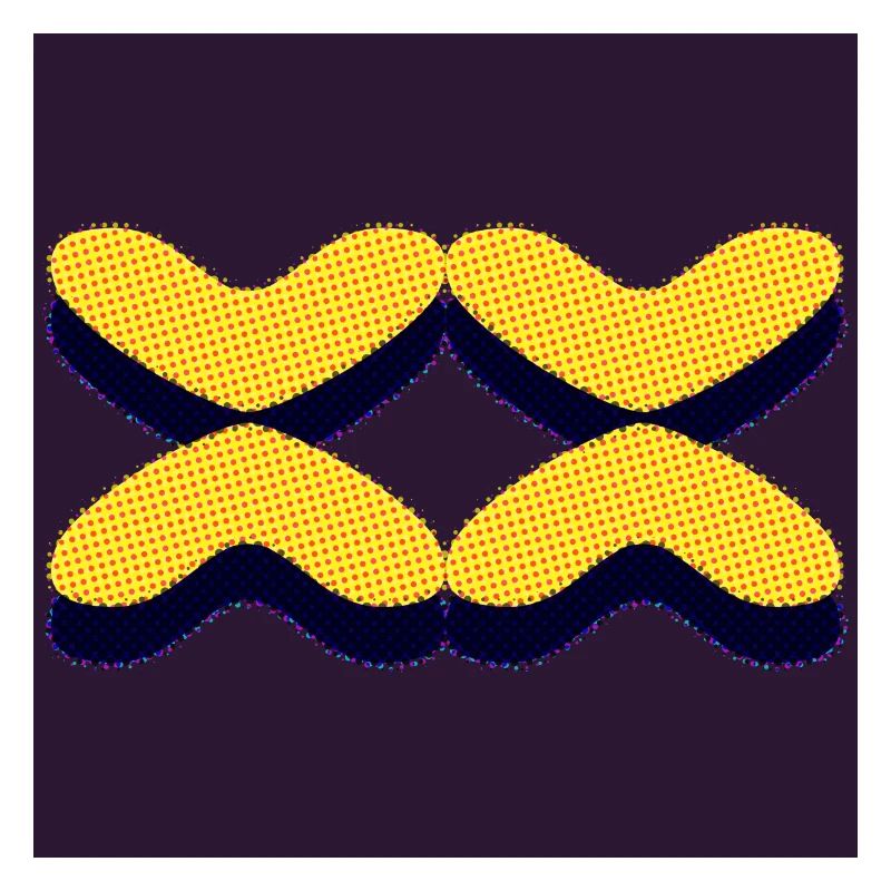 Four pattern shapes in yellow with black background green