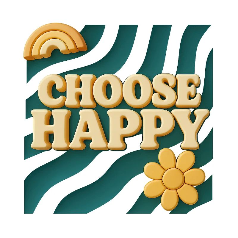 Choose Happy – 3D Retro Design