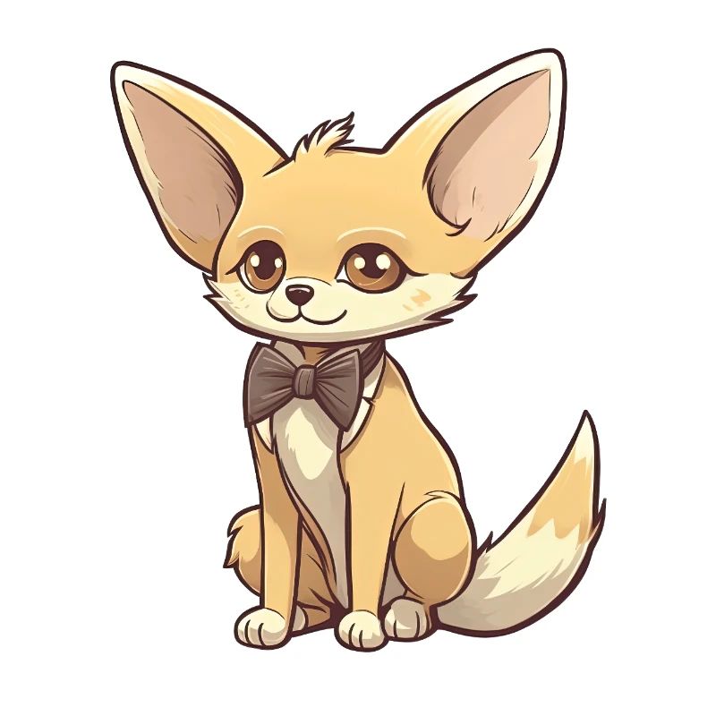 A cute fennec fox wearing a bowtie