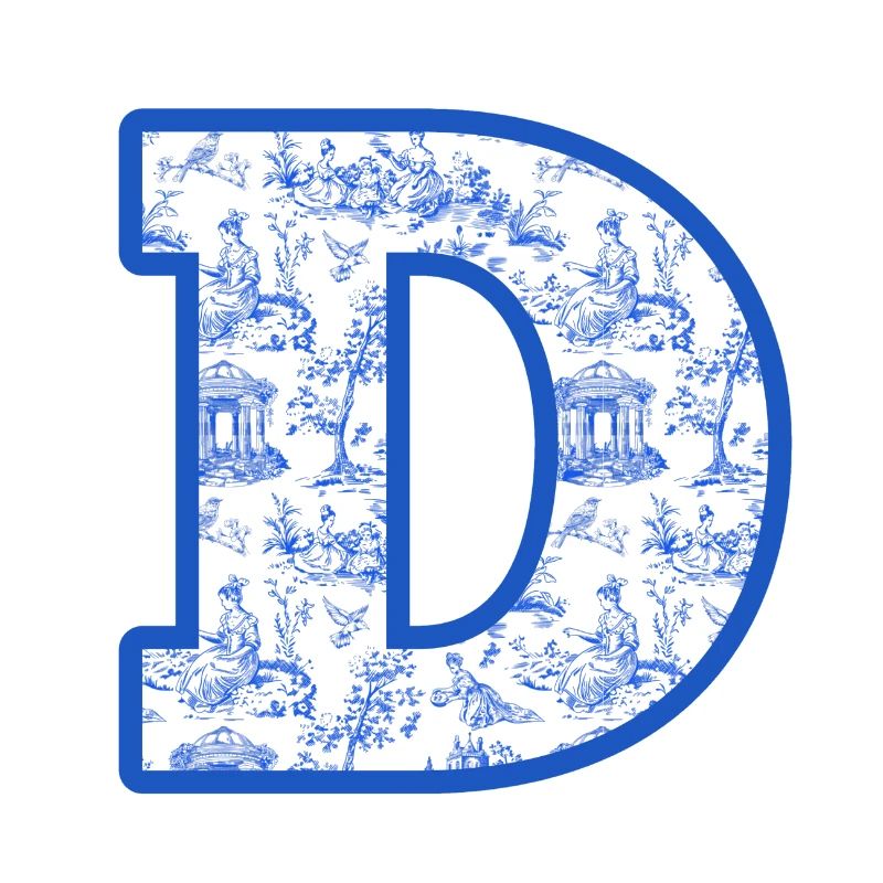 Buchstabe D blaue Chinoiserie