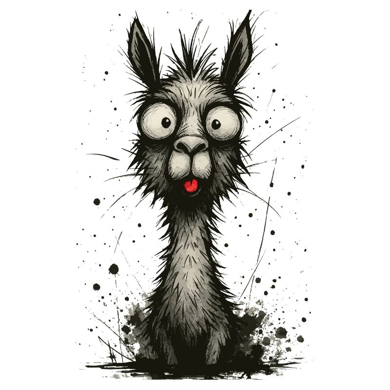 Lama drôle avec langue – éclaboussure de bande dessinée