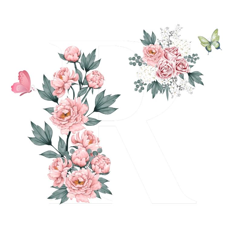 Buchstabe r rosa Blumen