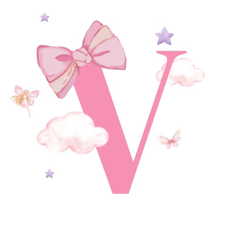 Letter v pink clouds