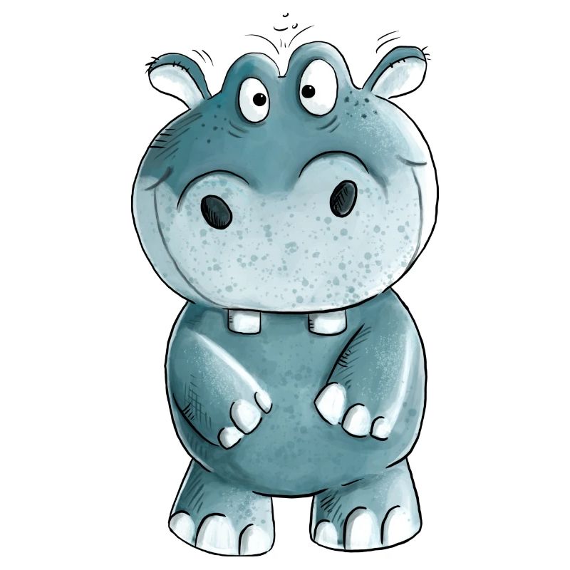 Blaues Nilpferd I Wildtiere Comic