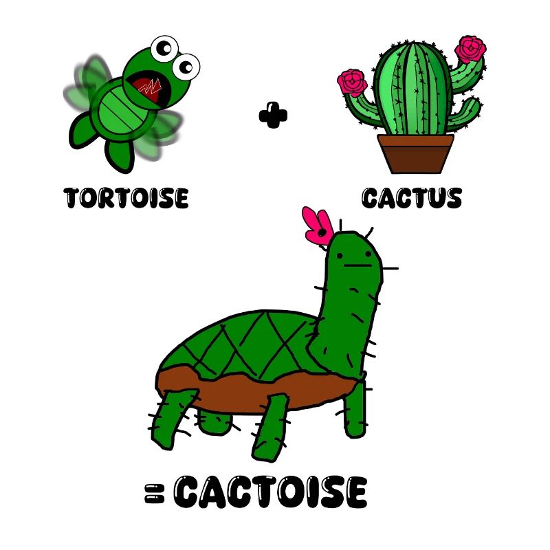 Cactoise – Cactus Tortoise Fusion, Quirky Doodle.