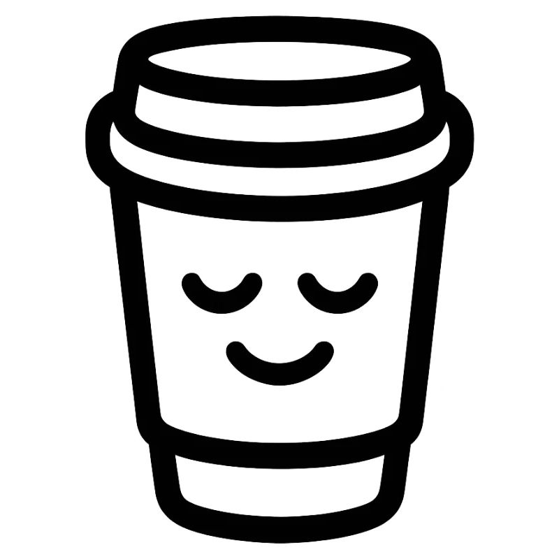 Tasse de café joyeuse avec un sourire