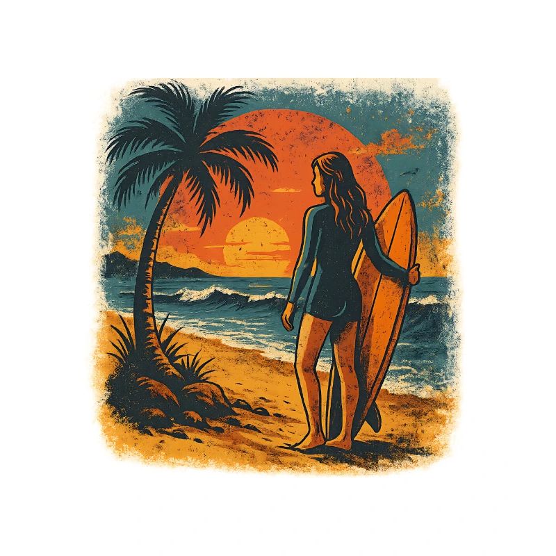 Surfeuse Plage Coucher de soleil