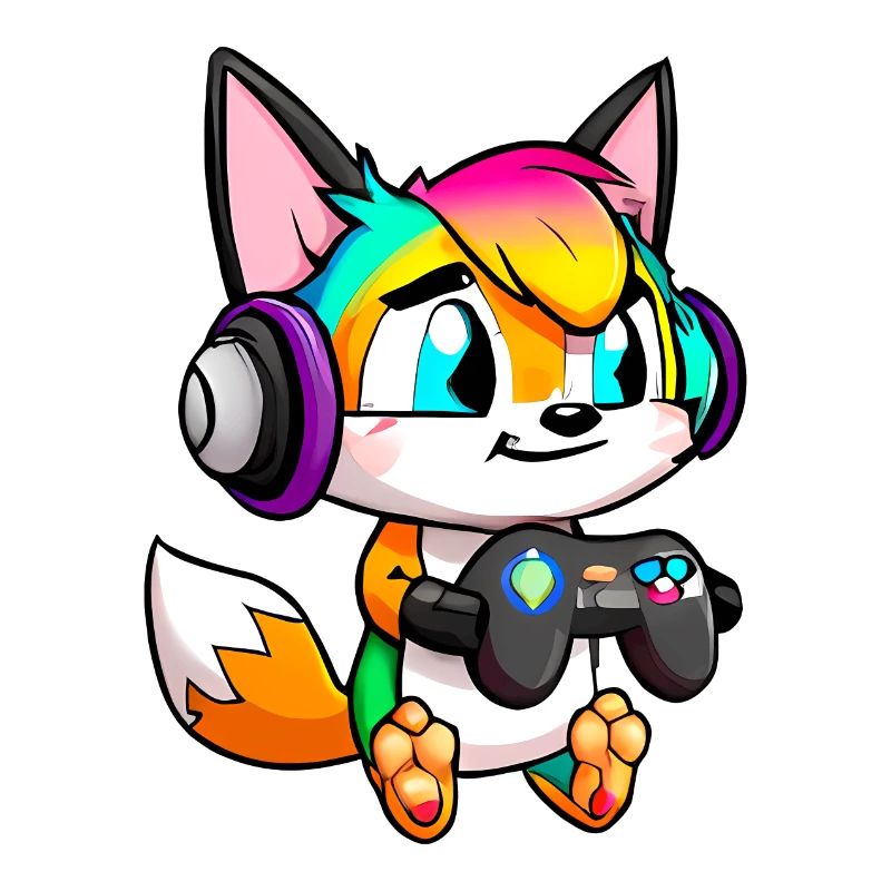 00251 süßer Fuchs mit Headset und Controller