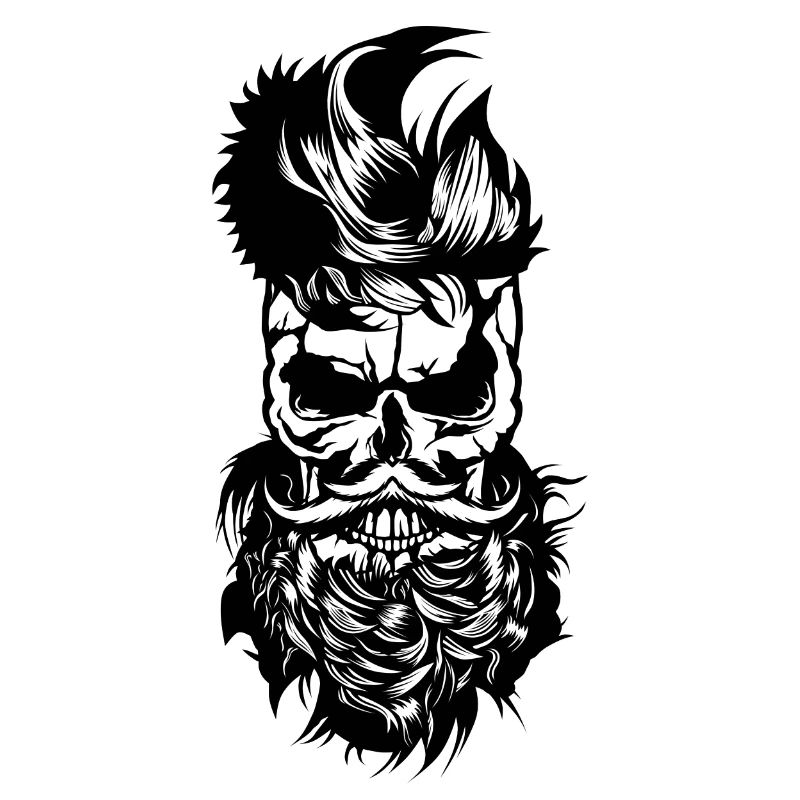 Kopf des Todes Hipster Schädel bärtiger Bart Schnurrbart m