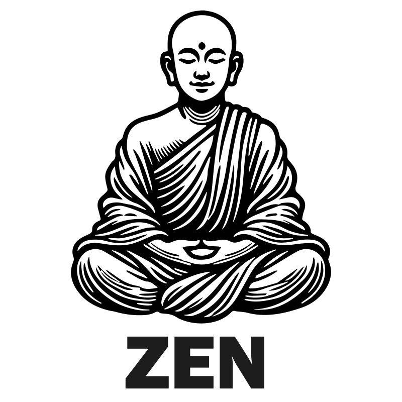 Mönch sitzt in Meditation - ZEN Design