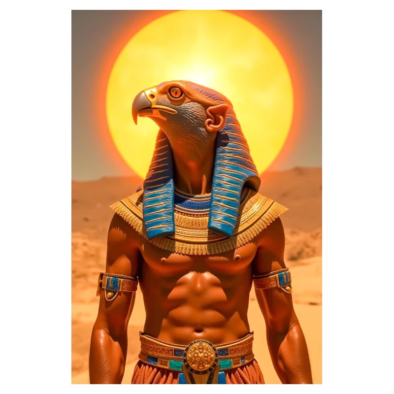 Ra, falcon-headed sun god with a glowing solar