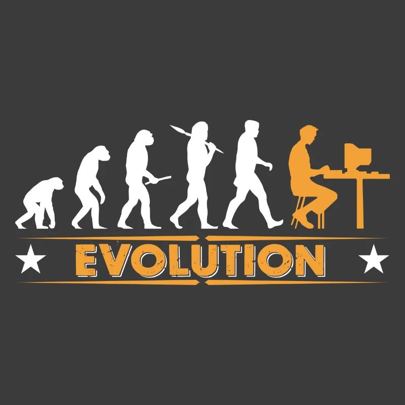 Computer Nerd Evolution - orange/weiss