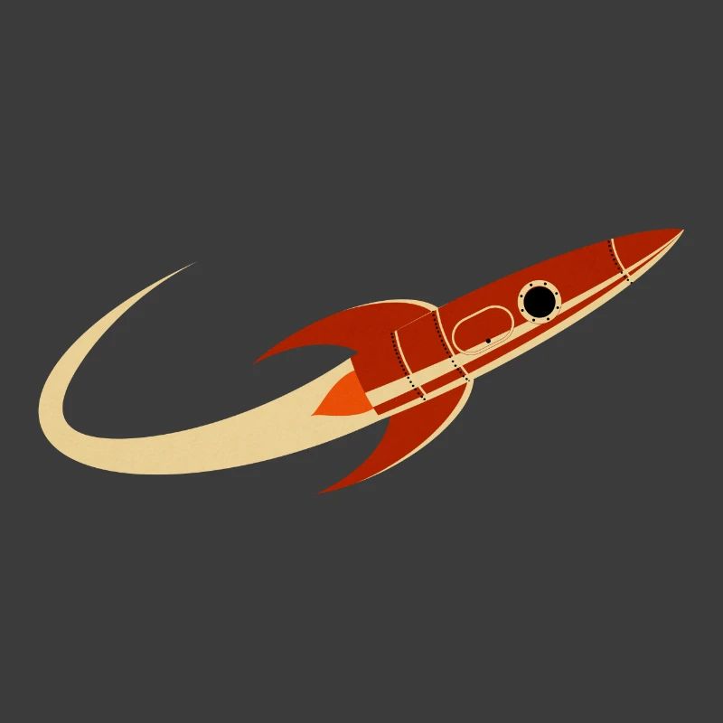 Fusée spatiale rouge