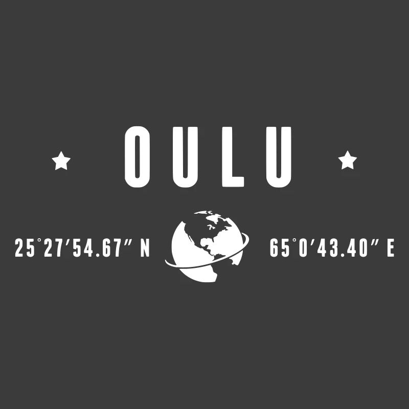 Oulu GPS Coordinates Typography White