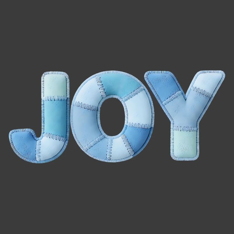 Blue Patchwork Joy Schriftzug