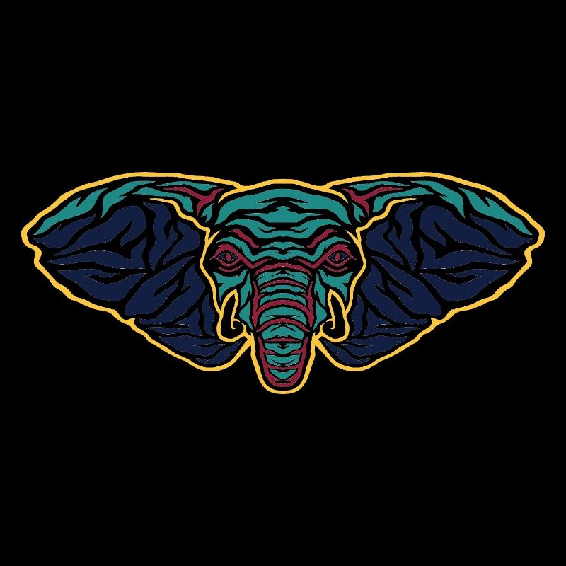 Psychedelic Elephant Head
