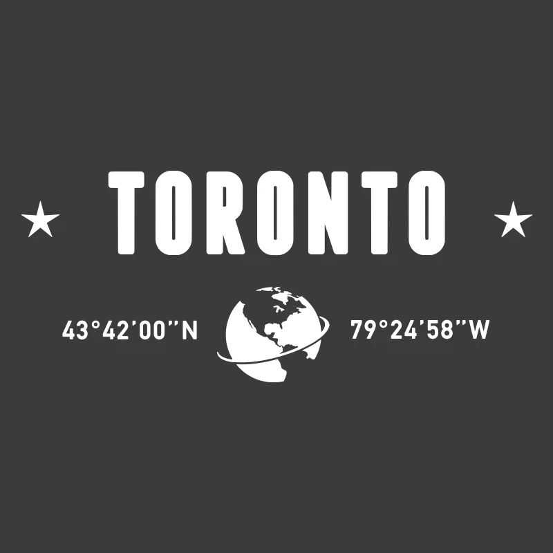 Toronto Canada Coordinates Planet Earth White