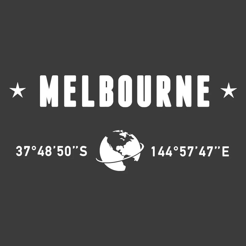 Melbourne Australia Coordinates Planet Earth White