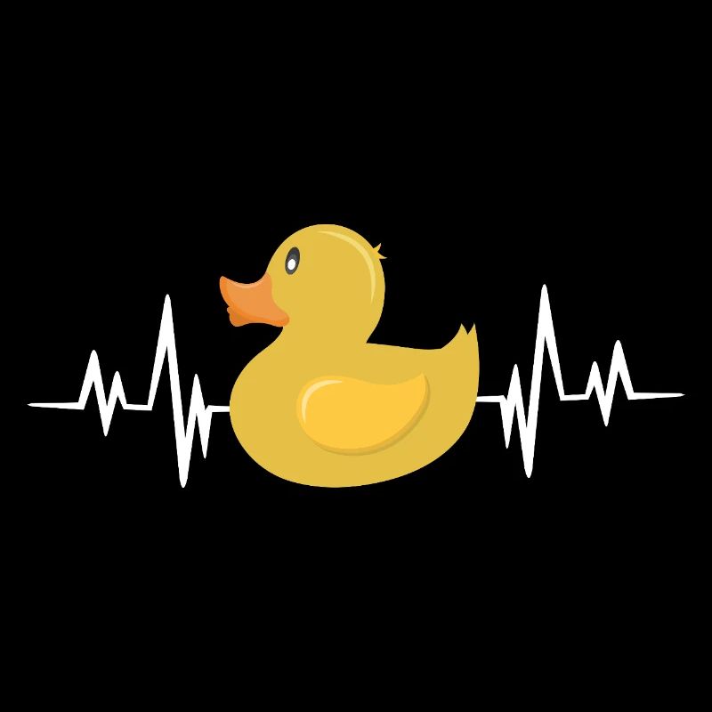 Humorous rubber duck with heartbeat line